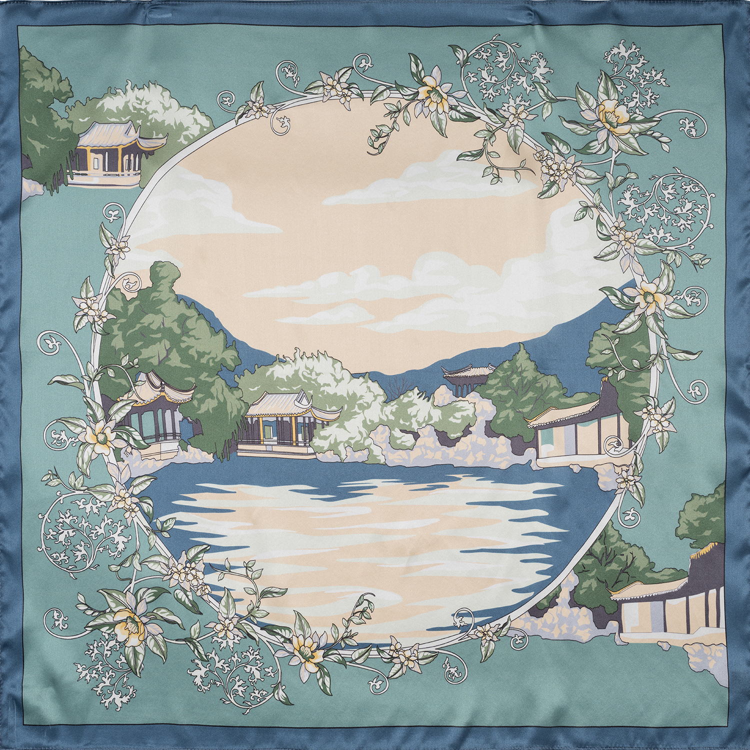 Шелковый платок с пейзажным принтом 6868 3999₽