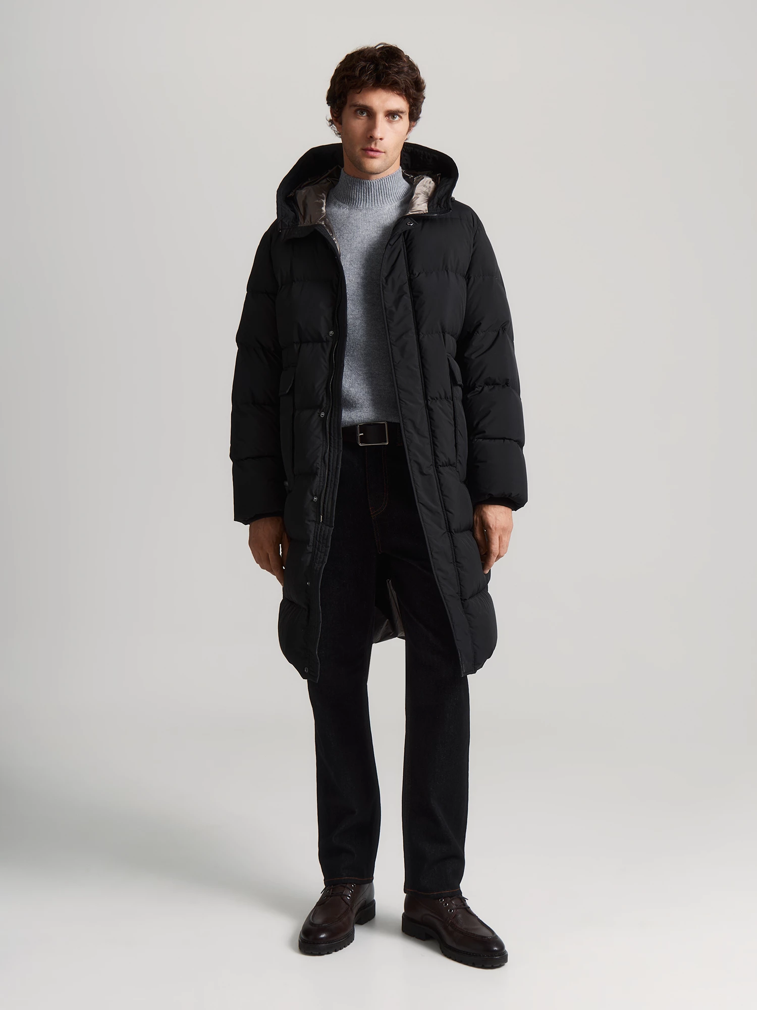 Влагозащитный пуховик удлиненный с натуральным утеплителем пух/перо 20line арт. IPH0031