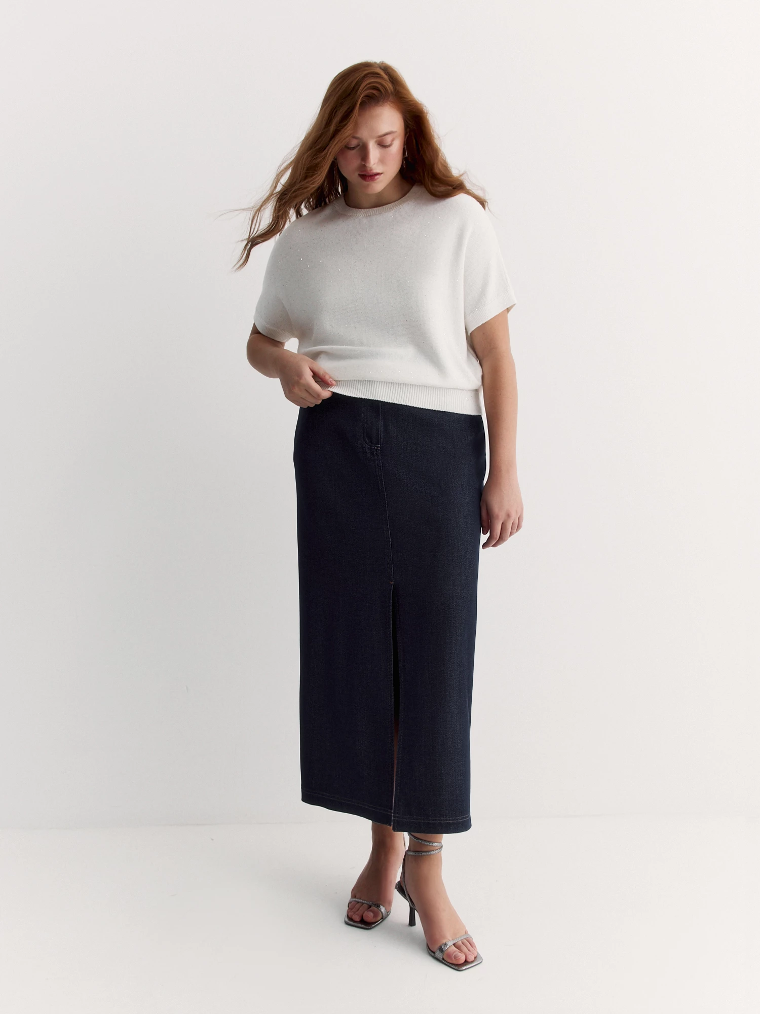 Прямая юбка цвета денима Lalis арт. SK0647