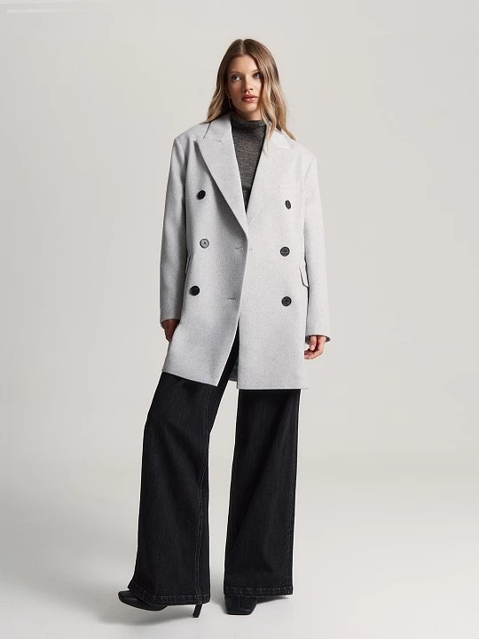 Полупальто из меланжевой шерстяной ткани Elis арт. UD0013