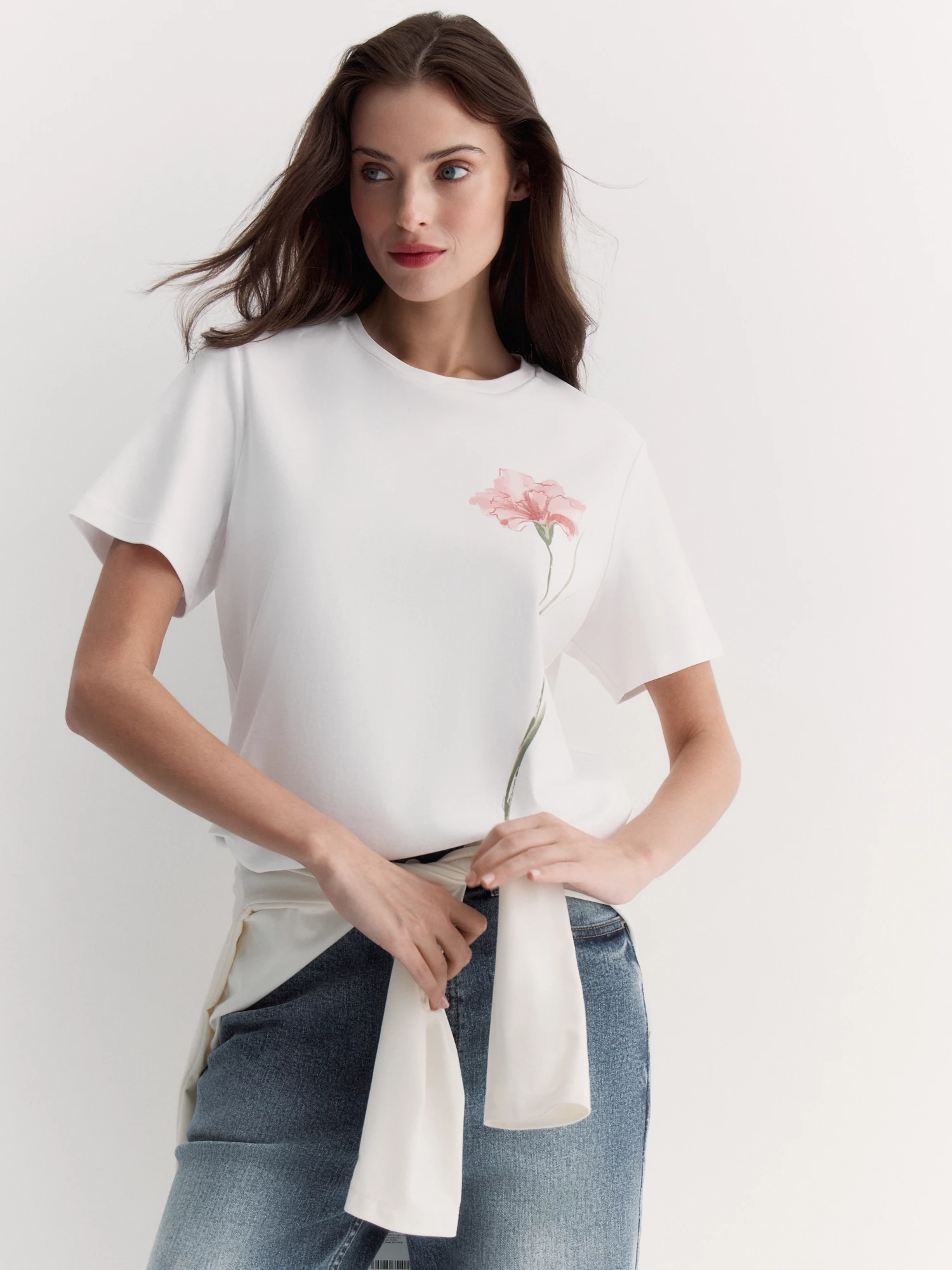 Футболка с крупным цветком из мерсеризованного хлопка Elis арт. TS0106K6