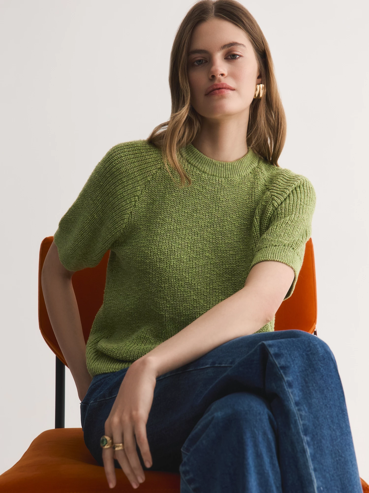 Джемпер с коротким рукавом из хлопковой пряжи Elis арт. JM0222V5P