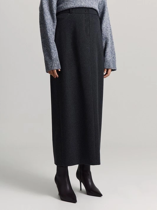 Прямая юбка из меланжевого трикотажа Lalis арт. SK0586K