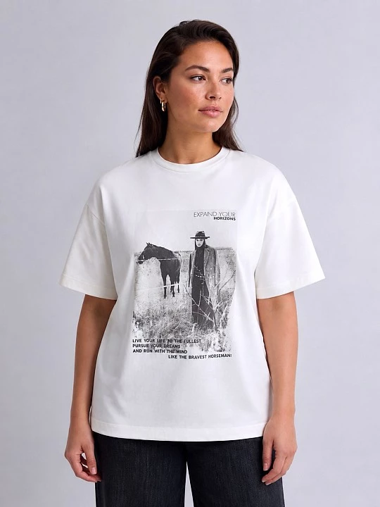Футболка с фотопринтом из хлопкового трикотажа Lalis арт. TS0231K