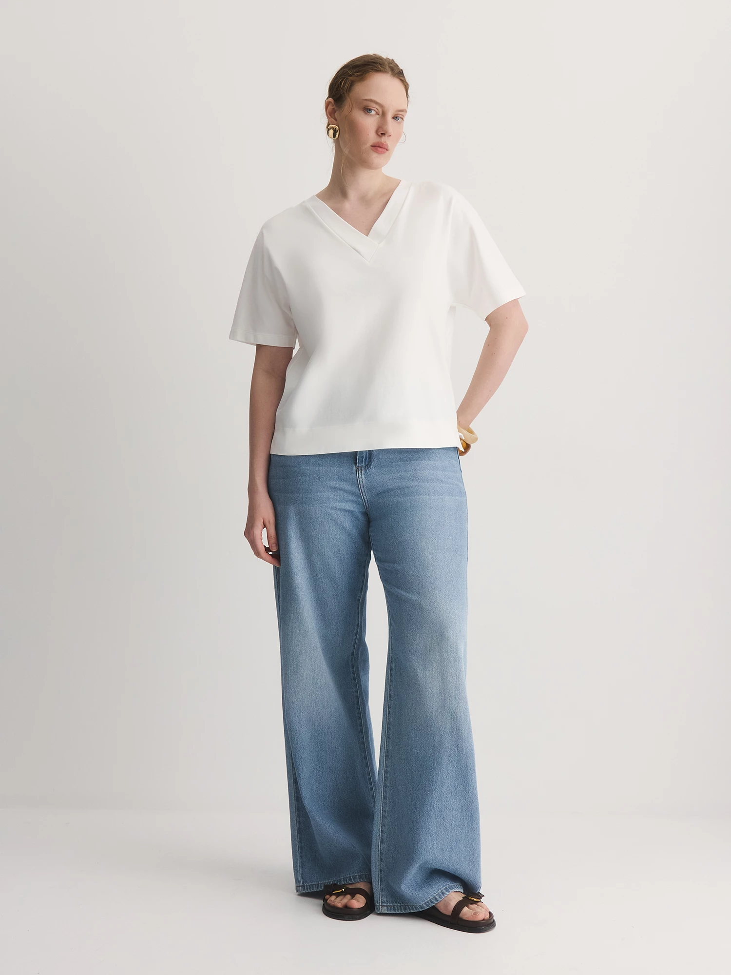 Футболка из мерсеризованного хлопка с V-вырезом Lalis арт. TS0111K5R