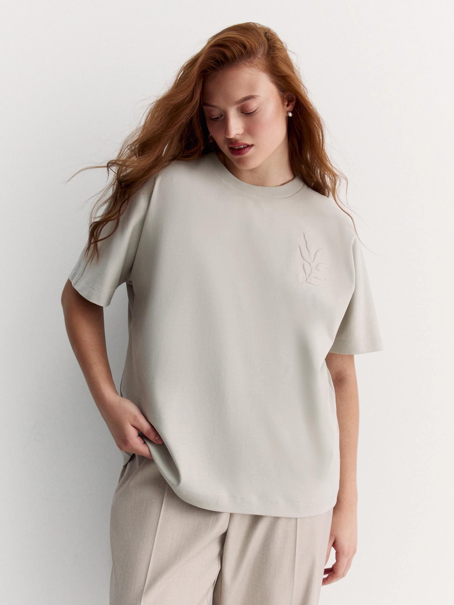 Футболка из мерсеризованного хлопка с вышивкой Lalis арт. TS0034K7P