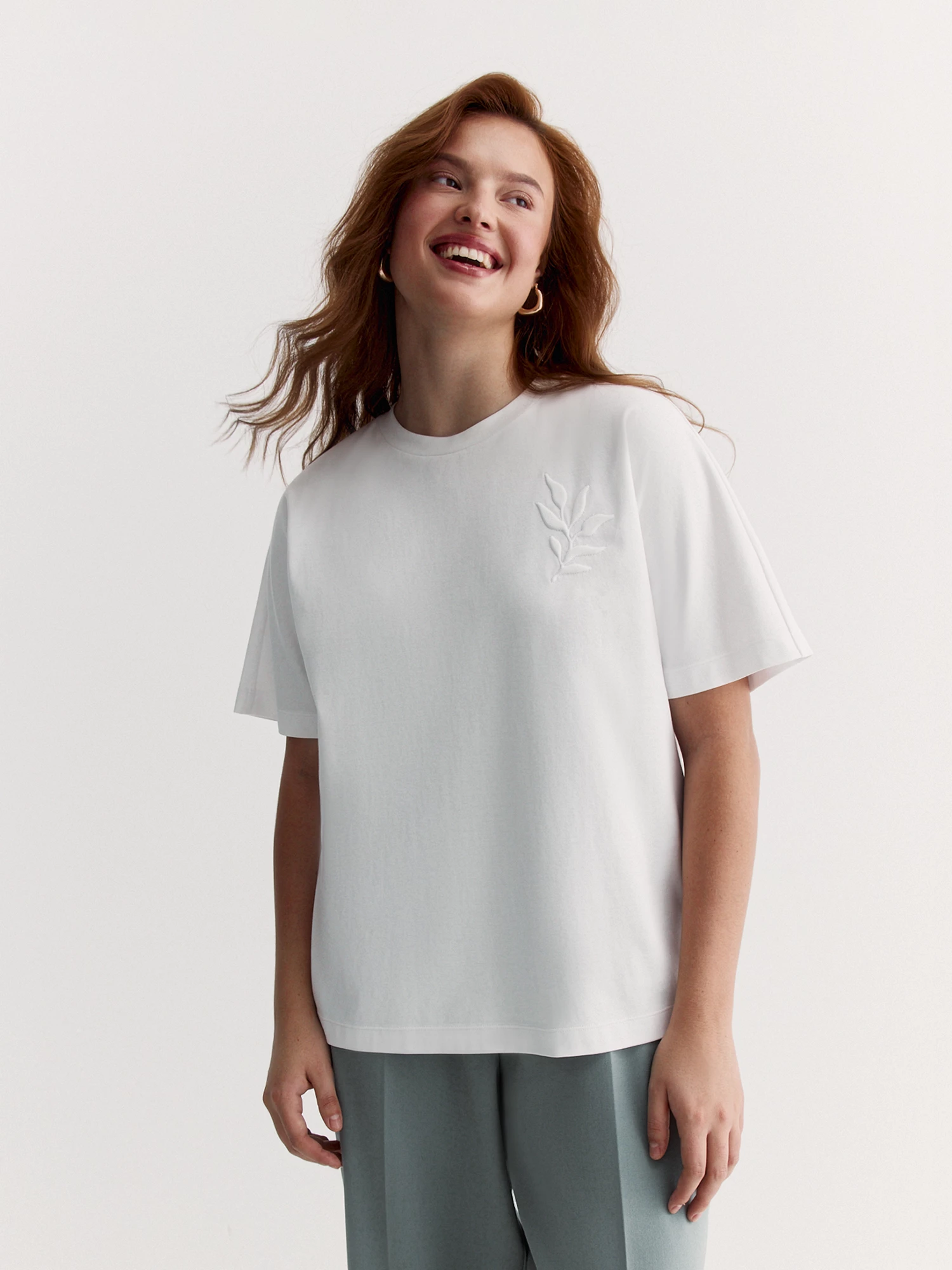 Футболка из мерсеризованного хлопка с вышивкой Lalis арт. TS0034K7