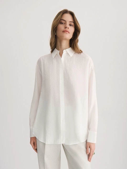 Блуза изо льна и вискозы с вышивкой пайетками Elis арт. BL15281