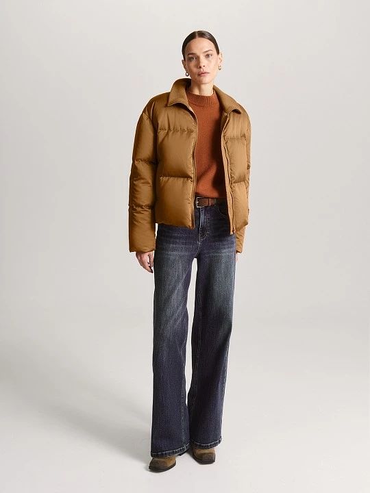 Короткий пуховик с вязаной стойкой и утеплителем пух/перо Elis арт. PH0093