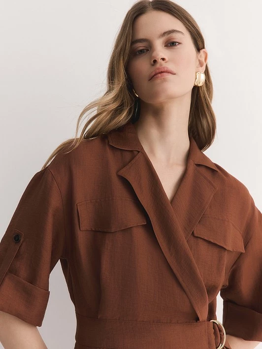 Платье на запах изо льна и вискозы Elis арт. DR0869