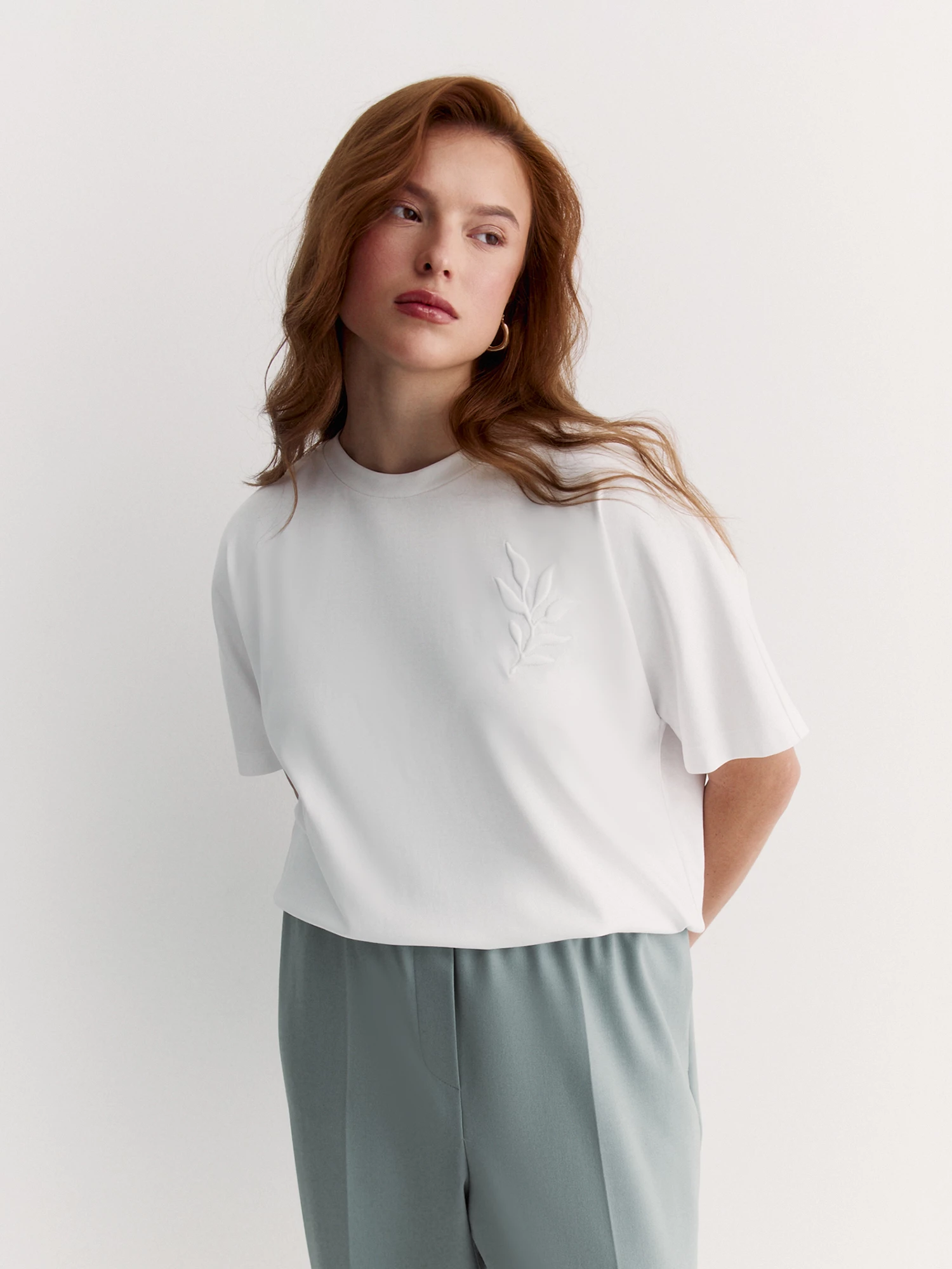 Футболка из мерсеризованного хлопка с вышивкой Lalis арт. TS0034K7