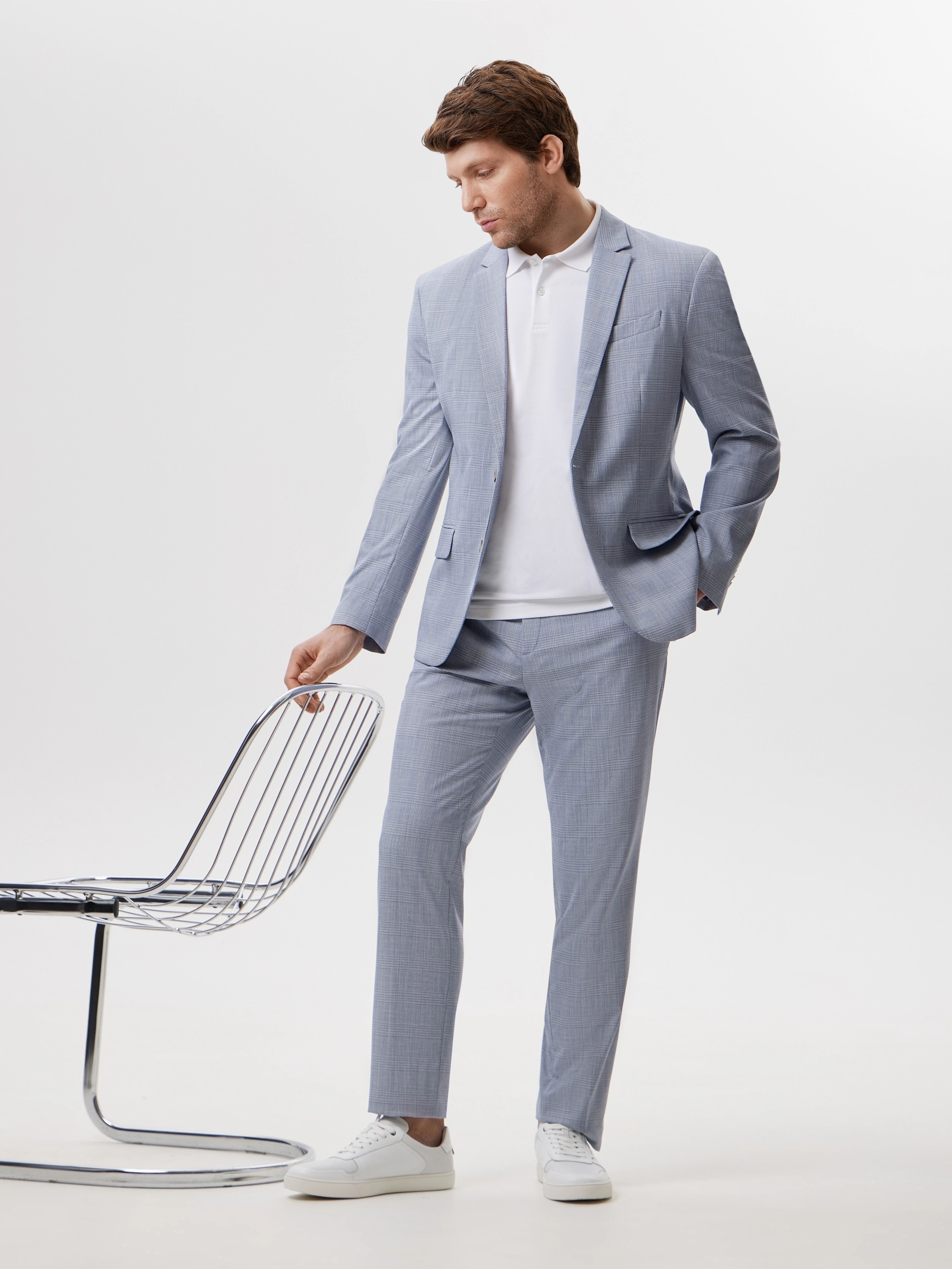 Пиджак однобортный в клетку 20line арт. IJC008761