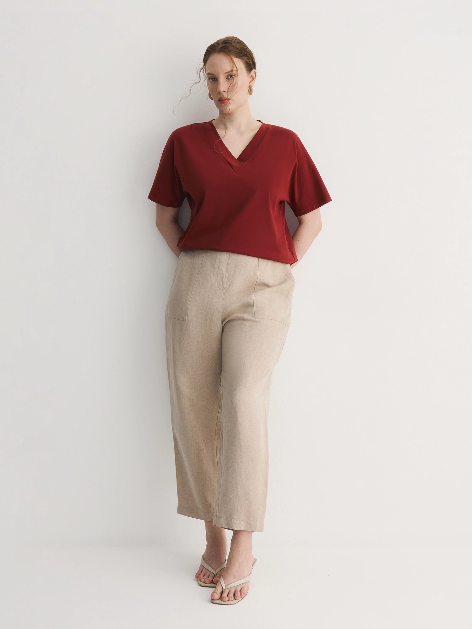 Футболка из мерсеризованного хлопка с V-вырезом Lalis арт. TS0111K5R