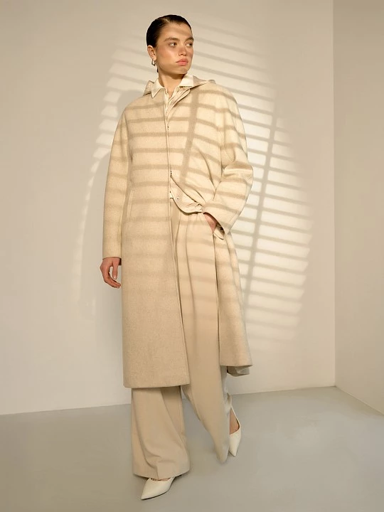 Прямое пальто из шерстяной ткани Elis арт. PS0287