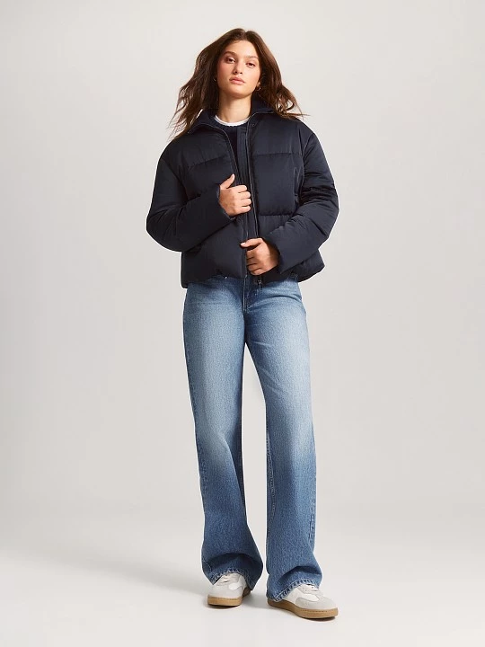 Короткий пуховик с вязаной стойкой и утеплителем пух/перо Elis арт. PH0093