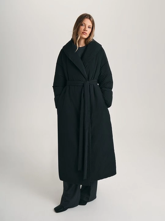 Длинный теплый пуховик с поясом Elis арт. PH0066Y1