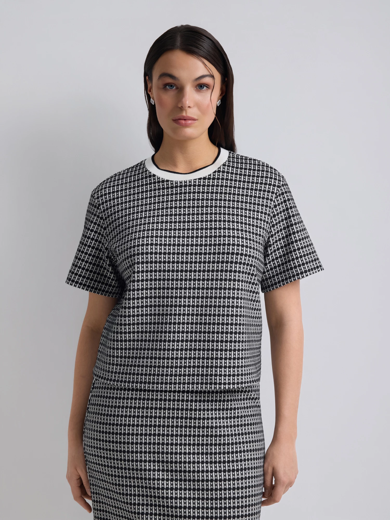 Блуза с коротким рукавом из жаккардовой ткани Lalis арт. BL2069K