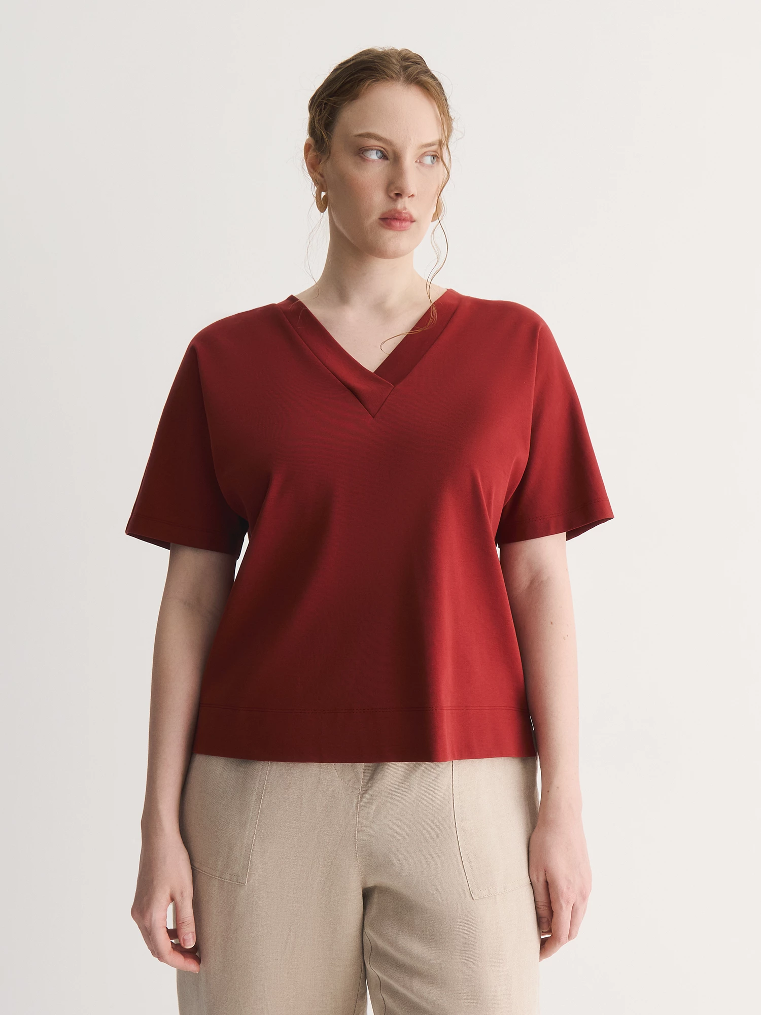 Футболка из мерсеризованного хлопка с V-вырезом Lalis арт. TS0111K5R