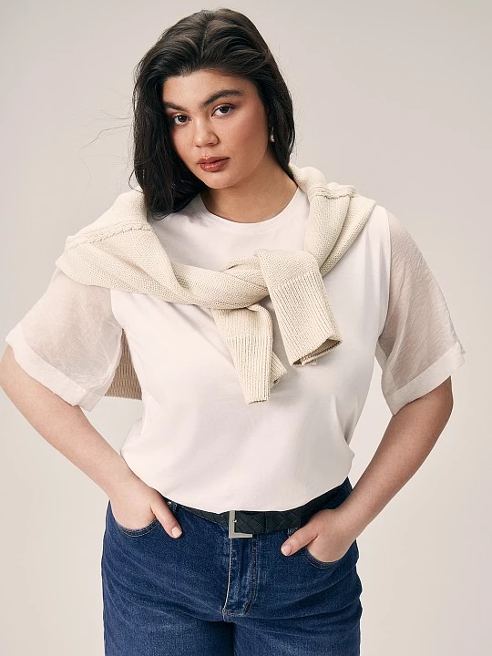 Трикотажная блуза с прозрачными рукавами Lalis арт. BL1594K