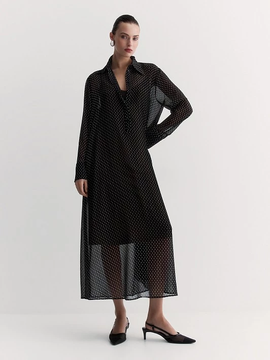 Струящееся платье с отложным воротником Elis арт. DR10275