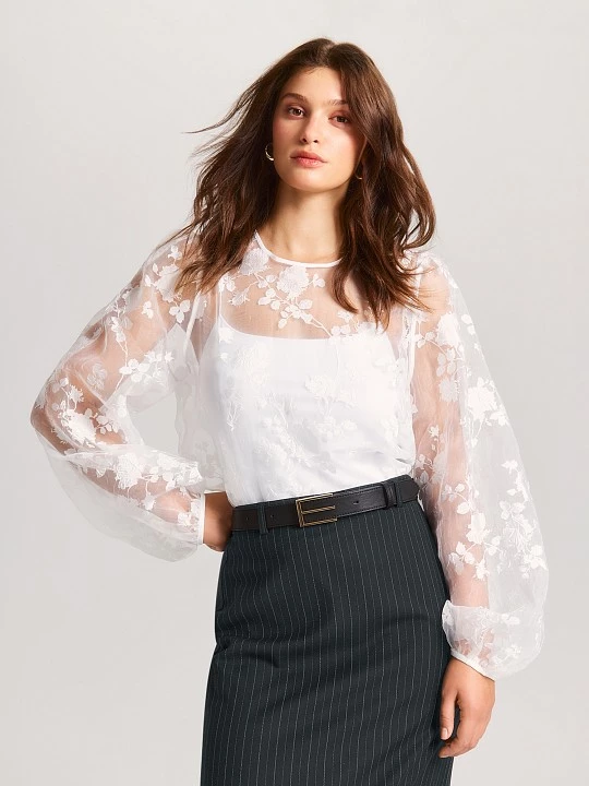 Блуза из прозрачной органзы с цветочным узором Elis арт. BL1518