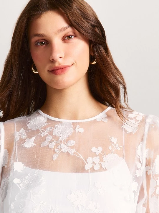Блуза из прозрачной органзы с цветочным узором Elis арт. BL1518