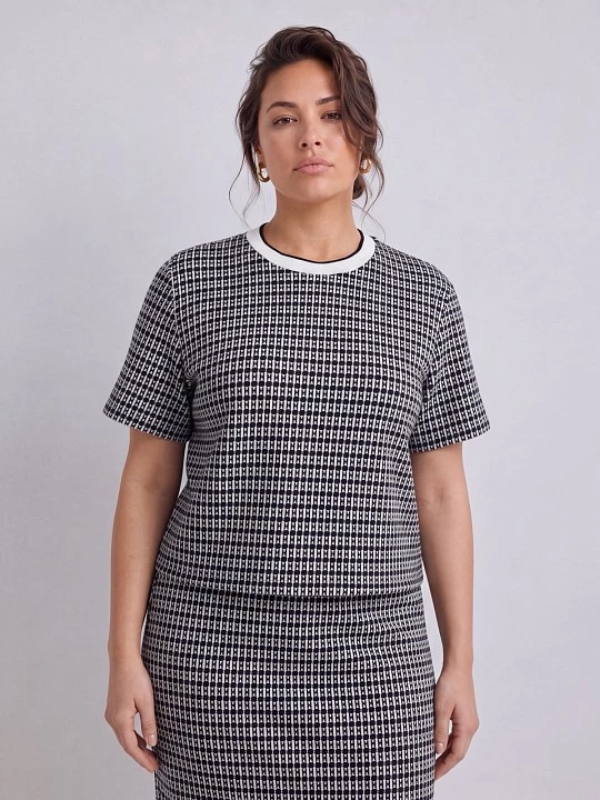 Блуза с коротким рукавом из жаккардовой ткани Lalis арт. BL2069K
