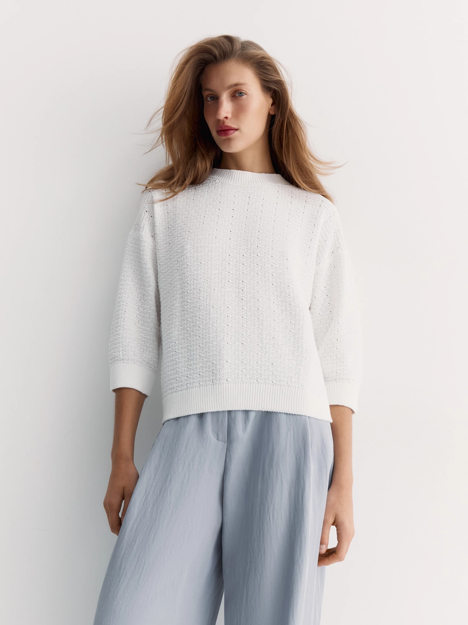 Джемпер из 100% хлопка с дизайнерским переплетением нитей Elis арт. JM0116V5