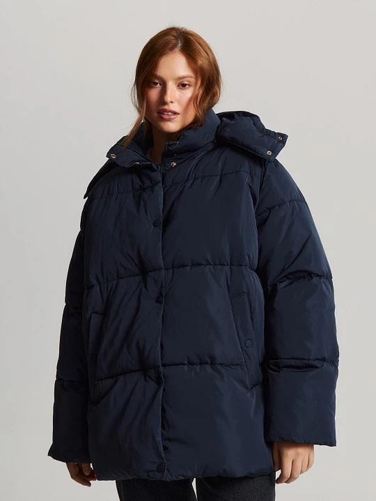 Утепленный пуховик с капюшоном на молнии и кнопках Lalis арт. PH00651BY1