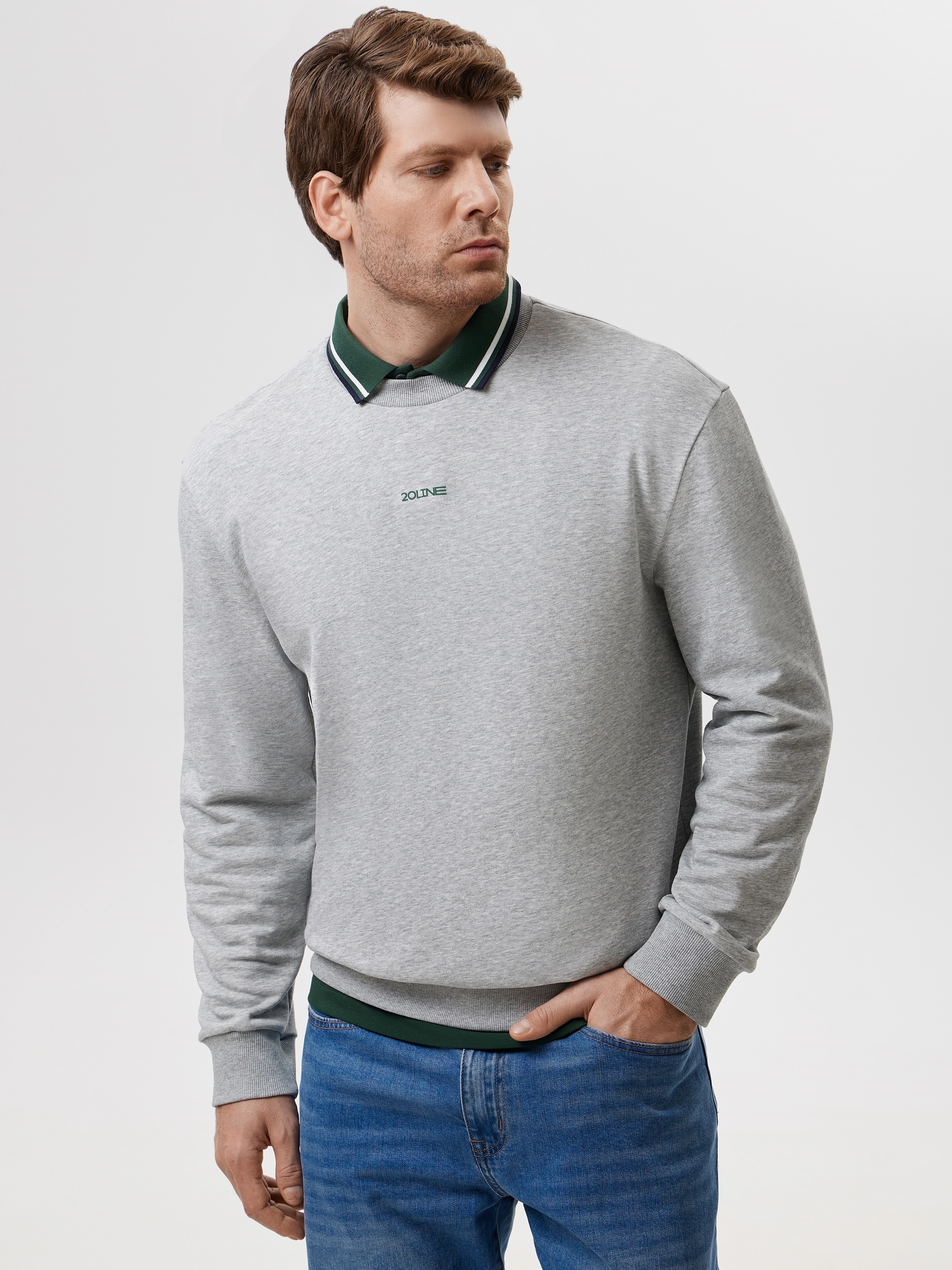 Свитшот из хлопкового трикотажа с брендированным принтом 20line арт. IBS0018K8