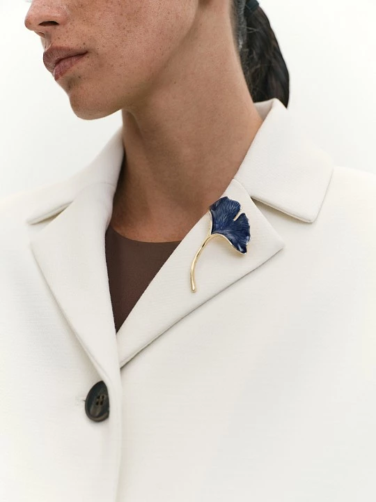 Золотистая брошь "Гинкго" Elis арт. PI0072