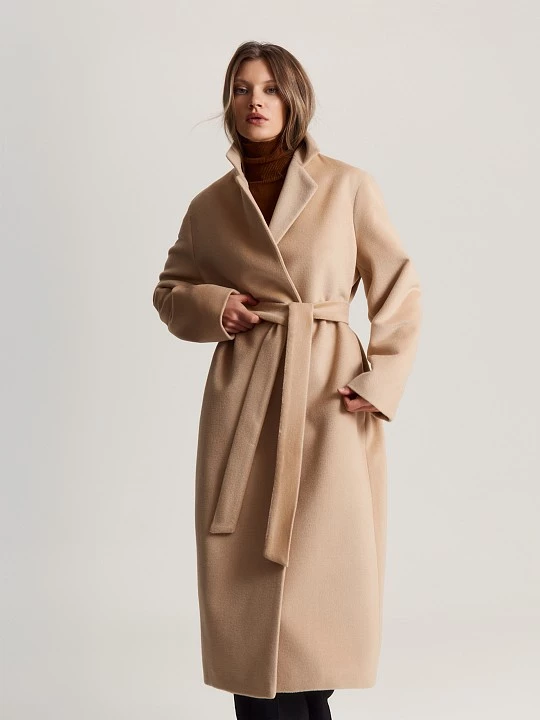 Длинное пальто из премиальной шерстяной ткани Elis арт. PD006551