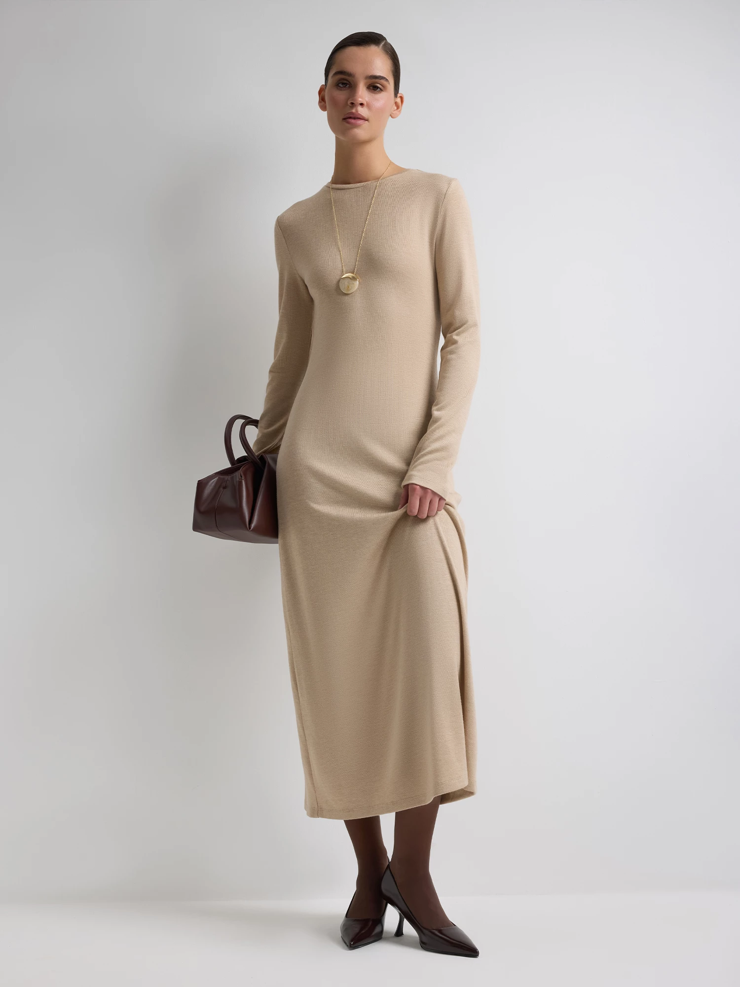 Длинное платье из вискозного трикотажа с шерстью Elis арт. DR1119KY1