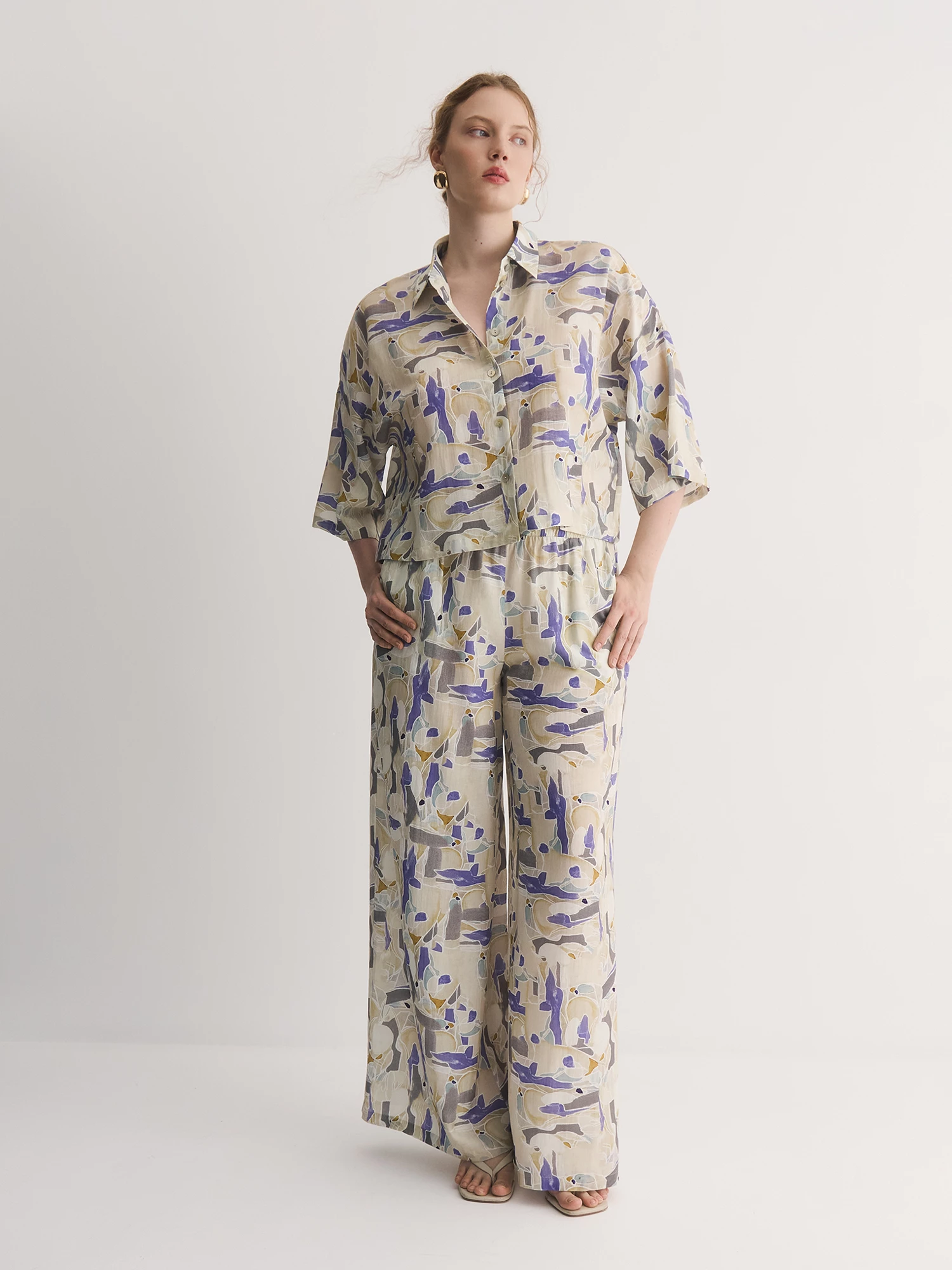 Рубашка изо льна и вискозы с абстрактным принтом Lalis арт. BL1374P