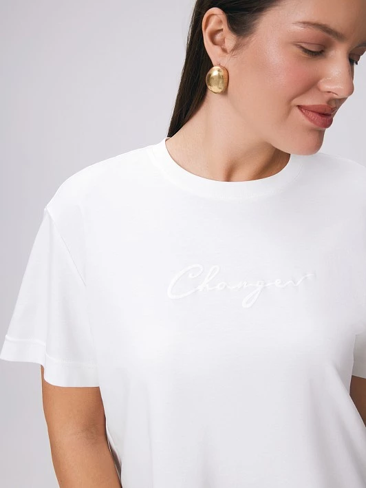 Футболка из мерсеризованного хлопка с лого-принтом Lalis арт. TS0112K