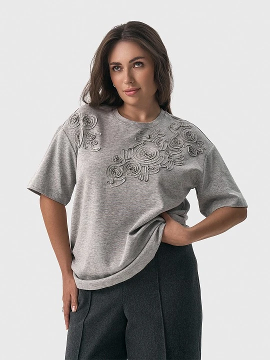 Футболка из хлопкового трикотажа с аппликацией Lalis арт. TS0239KY1