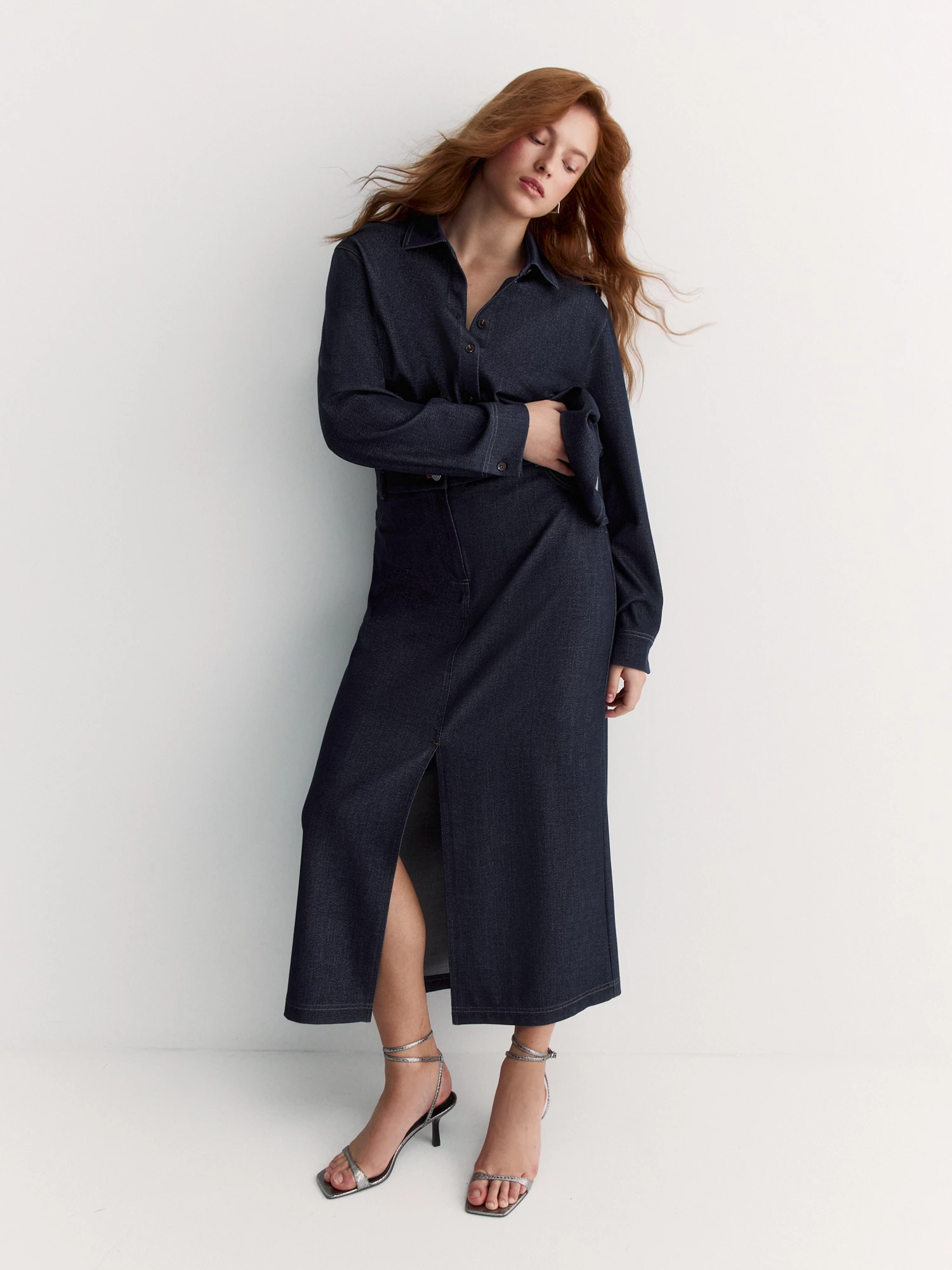 Прямая юбка цвета денима Lalis арт. SK0647