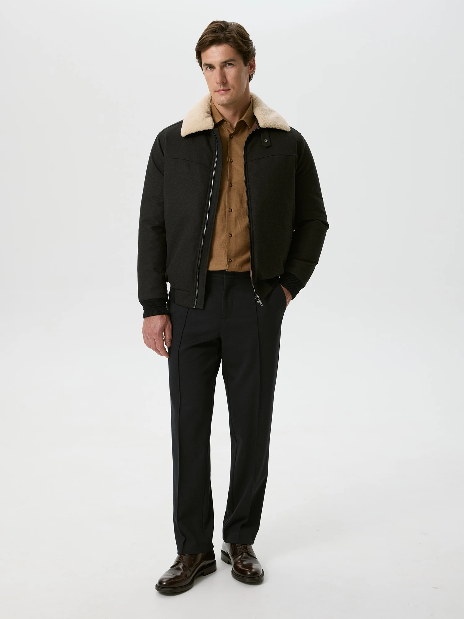 Куртка-авиатор из пальтовой ткани, утепленная наполнителем пух/перо 20line арт. IPH0023R5