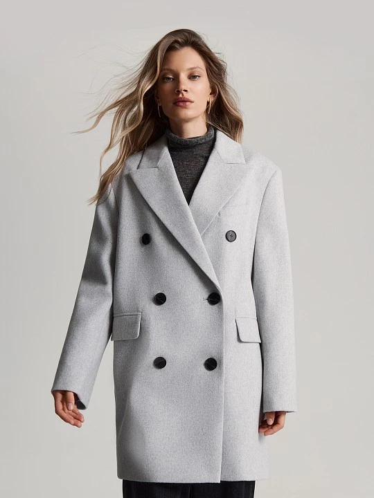 Полупальто из меланжевой шерстяной ткани Elis арт. UD0013