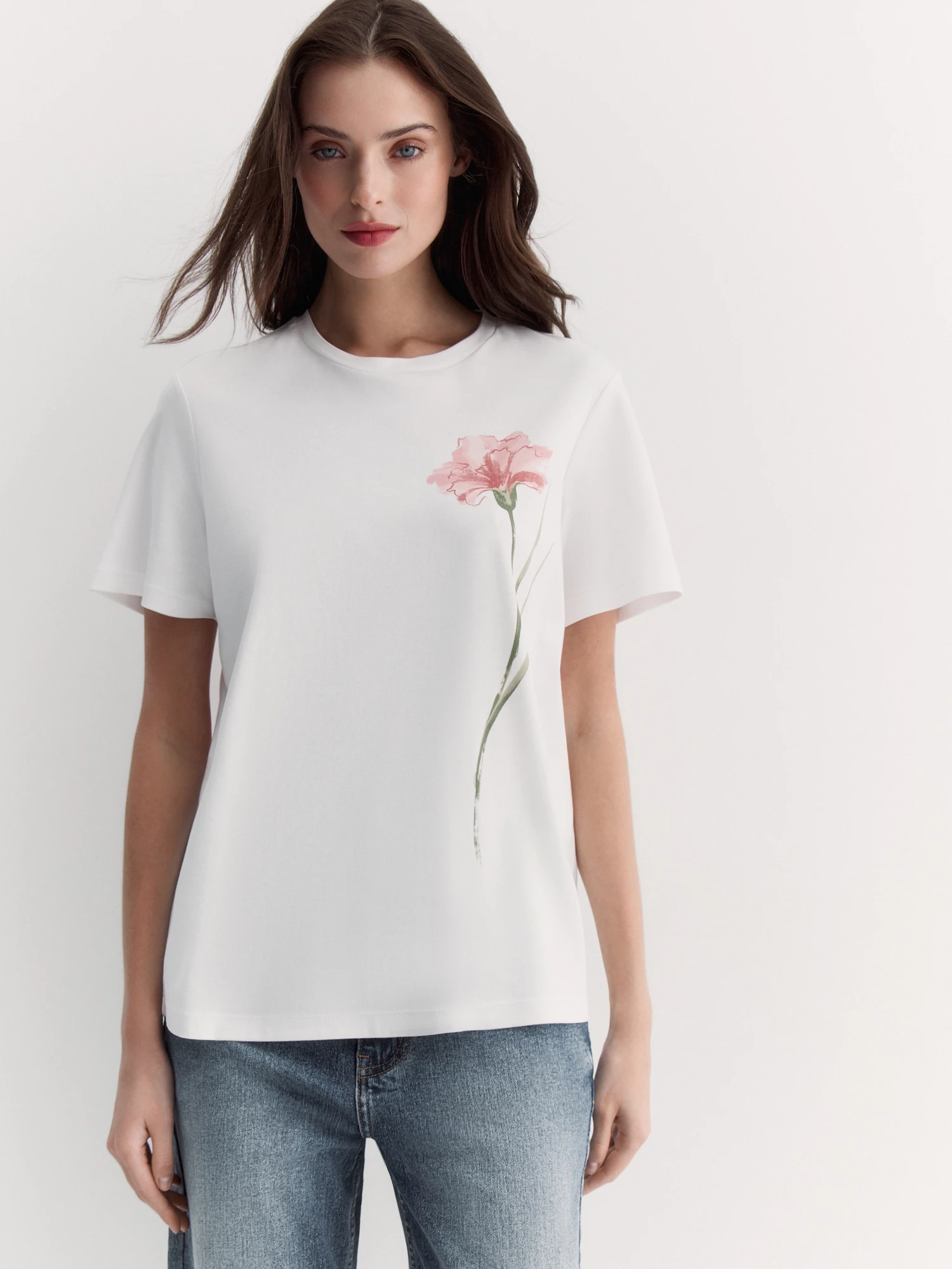 Футболка с крупным цветком из мерсеризованного хлопка Elis арт. TS0106K6