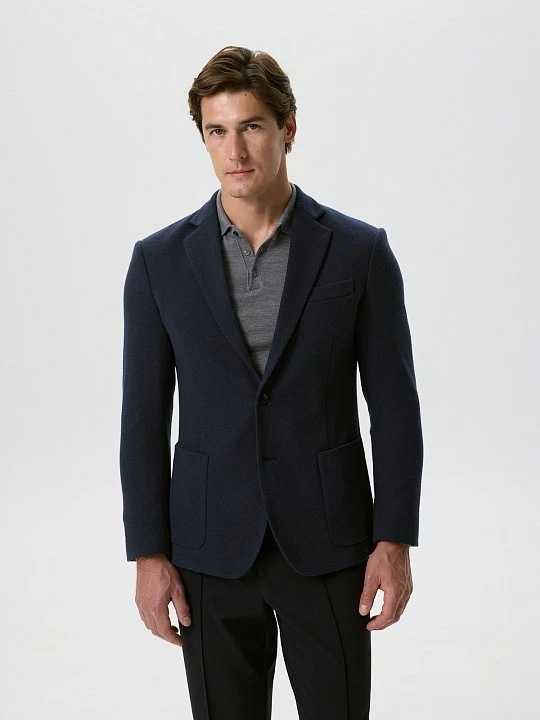 Повседневный пиджак из смесового трикотажа с шерстью, хлопком и вискозой 20line арт. IJC0128K