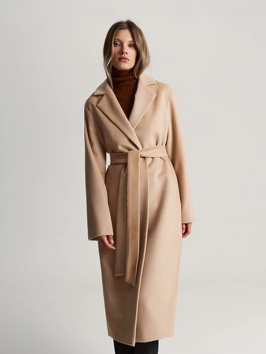 Длинное пальто из премиальной шерстяной ткани Elis арт. PD006551