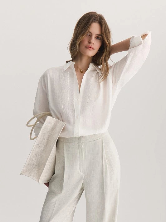 Блуза изо льна и вискозы с вышивкой пайетками Elis арт. BL15281