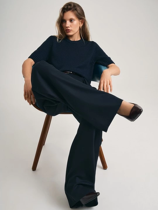 Прямые широкие брюки в классическом синем Elis арт. TR0475