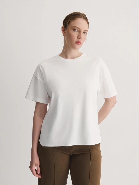 Футболка из мерсеризованного хлопка с вышивкой Lalis арт. TS0113K