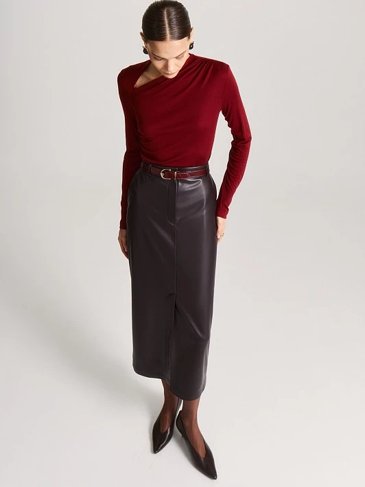 Прямая юбка из мягкой экокожи Elis арт. SK0556