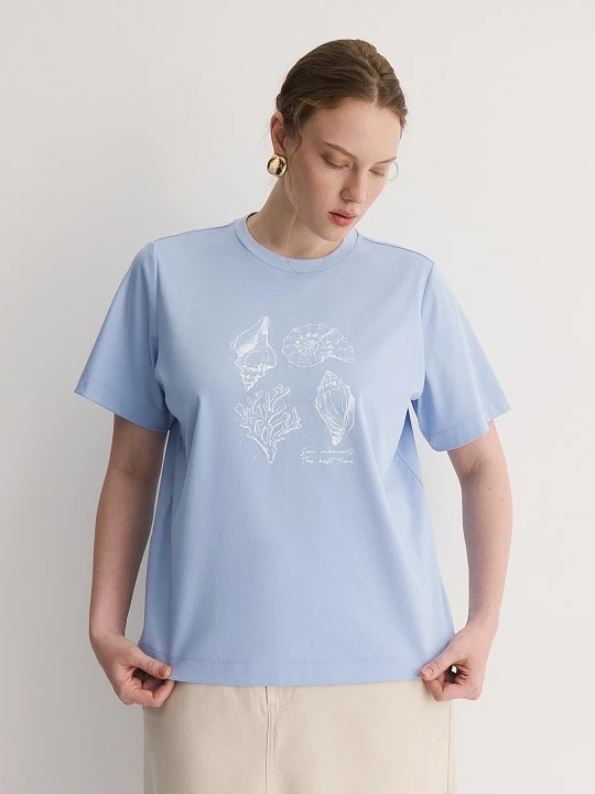 Футболка из хлопкового трикотажа с принтом Lalis арт. TS0125K7