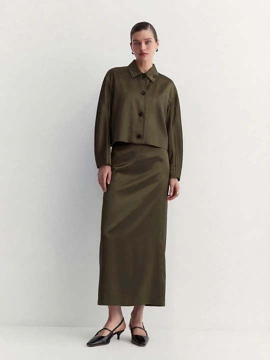 Прямая юбка с атласным блеском Elis арт. SK0630