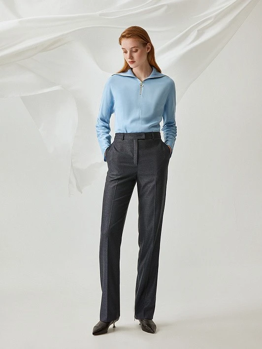 Blue sweater grey pants hotsell
